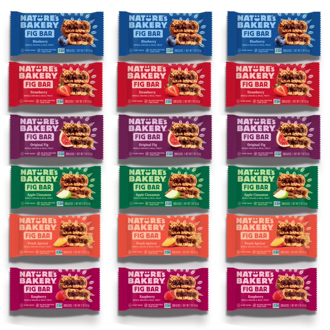 Nature’s Bakery Whole Wheat Fig Bars – Real Fruit Variety Pack – 18 Twin Packs, 6 Flavors