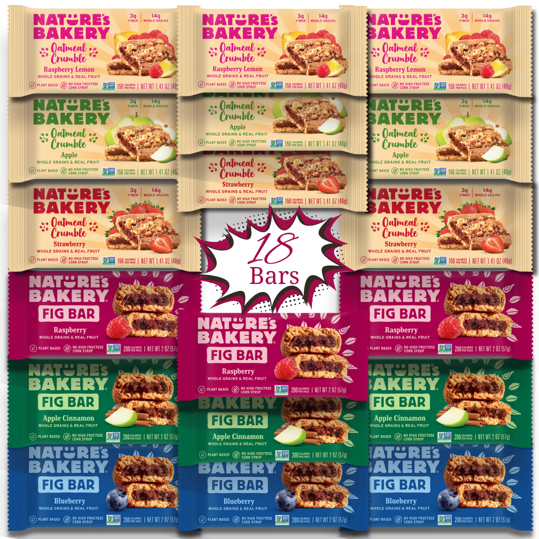 Nature’s Bakery Bars – Mixed Variety Pack – 6 Flavors, 18 Count (Fig & Oatmeal Crumble)