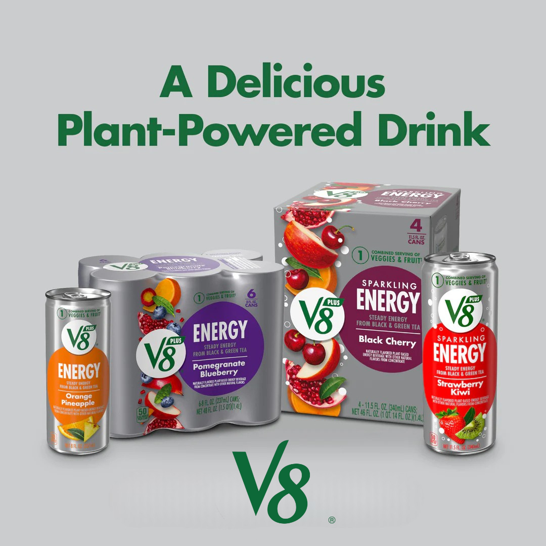 V8 Energy Drinks – Sparkling & Fruity Variety Pack – 12 Count (6 Flavors, 2 Each)