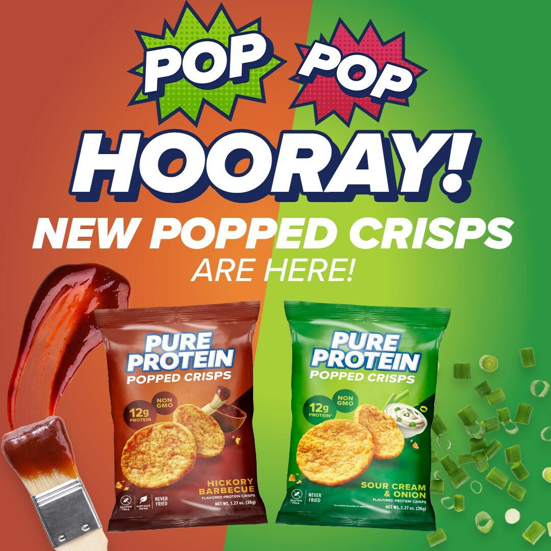 Pure Protein Popped Crisps – 8 Bag Variety Pack – 4 Flavors