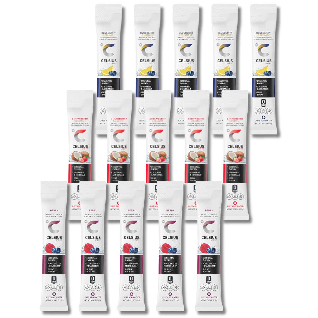 Celsius Powder Packets – Berry Blast Variety Pack – 15 Sticks, 3 Flavors