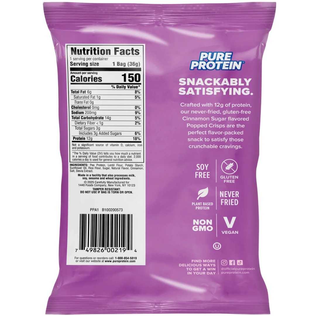 Pure Protein Popped Crisps – Cinnamon Sugar – Single Bag