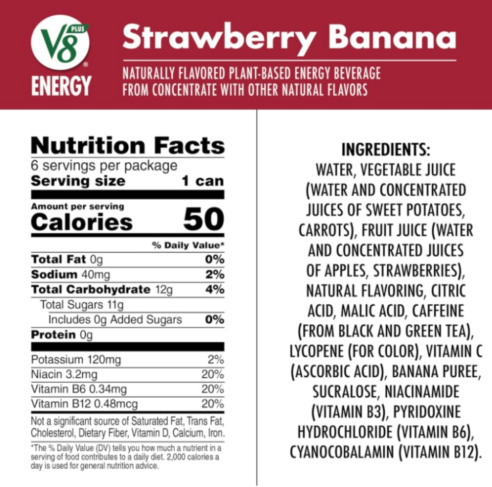 V8 Energy - Strawberry Banana - Individual Drink