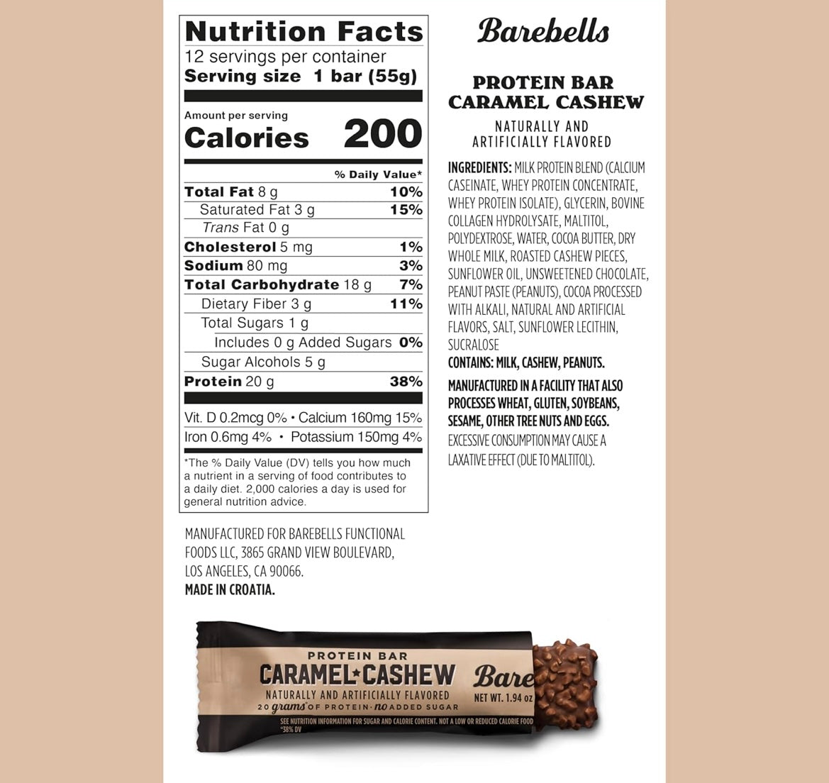 Barebells - Caramel Cashew (Single Bar)