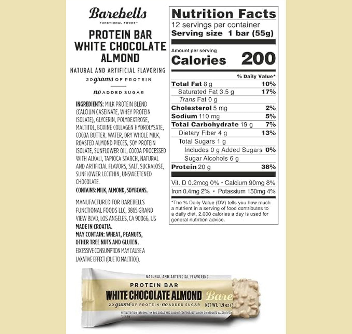 Barebells - White Chocolate Almond (Single Bar)