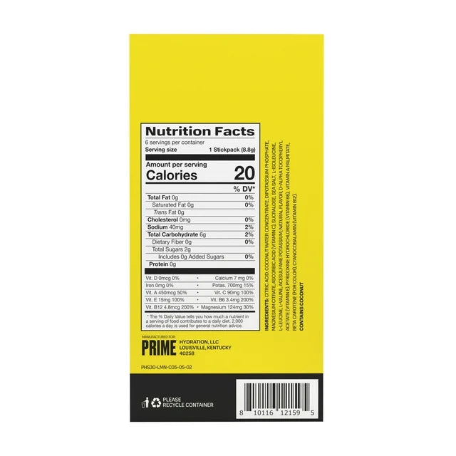 Prime Hydration Sticks - Lemonade