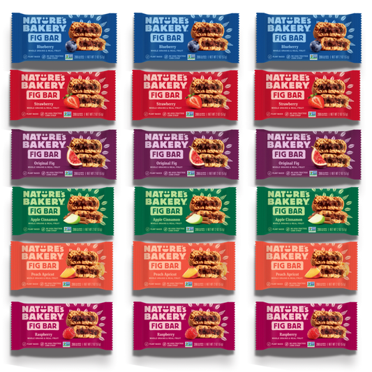 Nature’s Bakery Whole Wheat Fig Bars – Real Fruit Variety Pack – 18 Twin Packs, 6 Flavors
