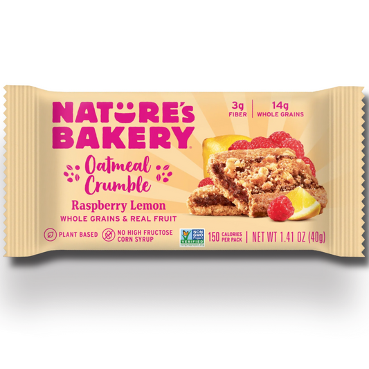 Nature’s Bakery Oatmeal Crumble Bar – Raspberry Lemon – Single Bar