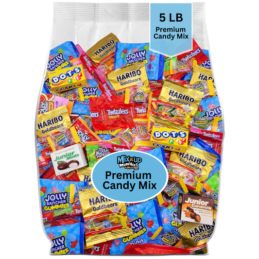 5 LB Candy Variety Pack with Haribo, Jolly Rancher, Skittles, Starburst, and more. Individually wrapped treats perfect for parties, holidays, or everyday snacking.