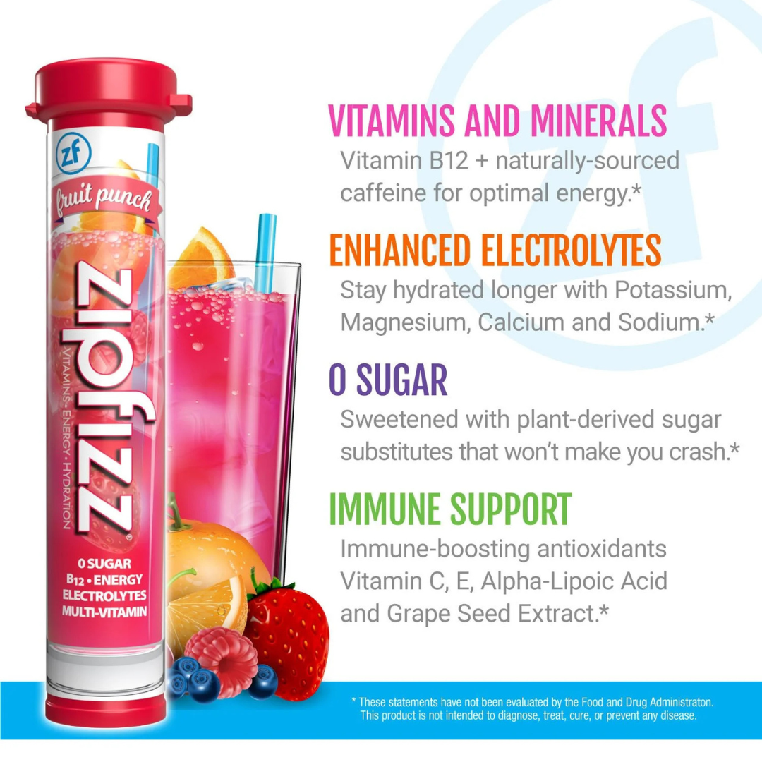Zipfizz Energy Drink Mix Powder - Grape - Single Tube