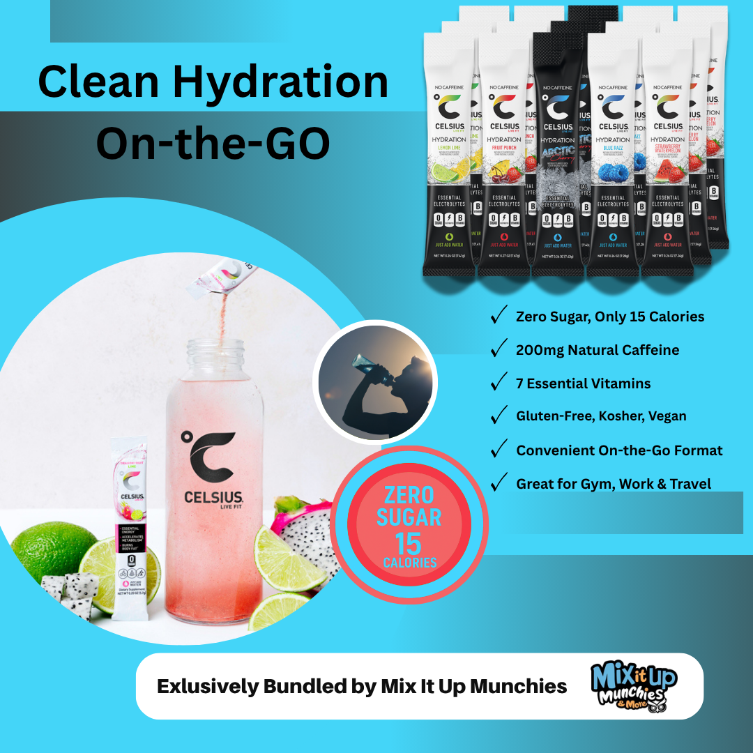 Celsius Hydration Powder Sticks – Essential Flavor Variety – 15 Count (5 Flavors)