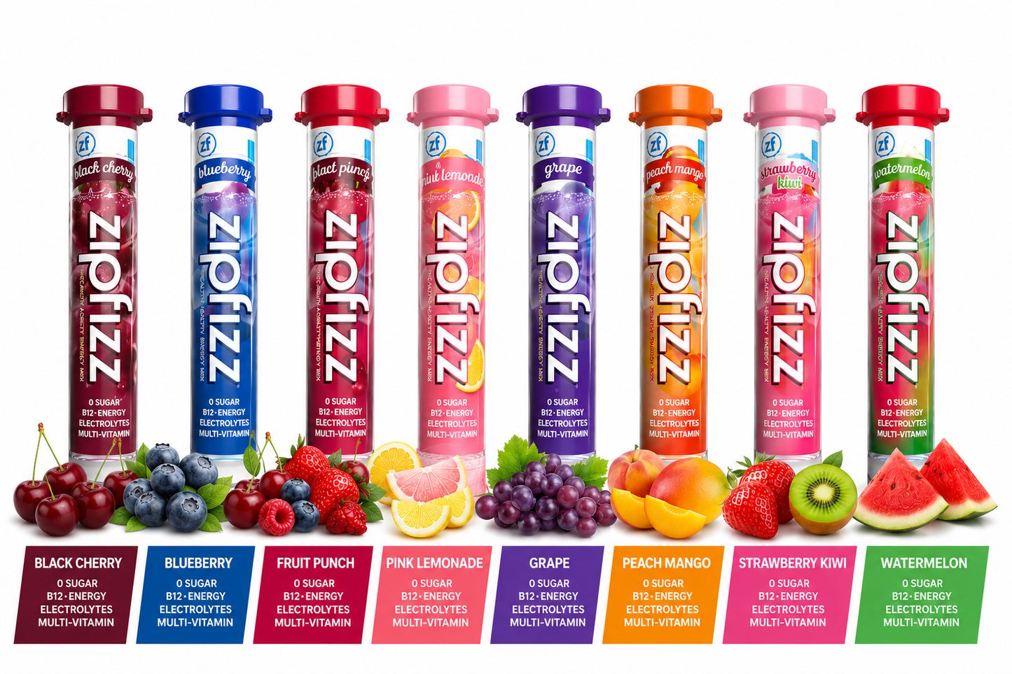 Zipfizz Healthy Energy Drink Mix Variety Pack – 8 Flavors | Zero Sugar Energy, Hydration & Electrolytes with B12 & Vitamins | Convenient On-the-Go Drink Mix Tubes