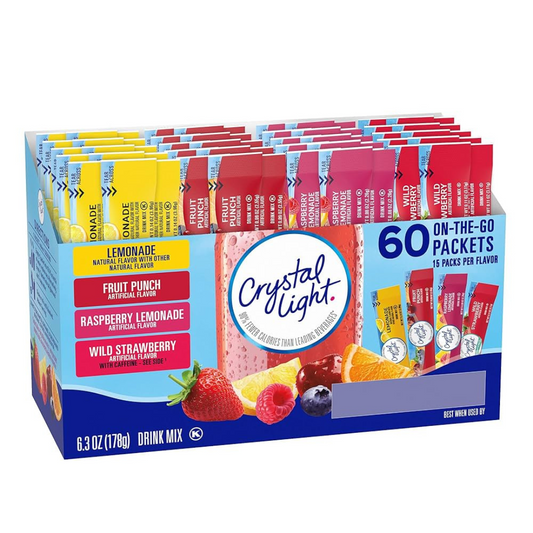 Crystal Light Drink Mix – Fruity Favorites Variety Pack – 60 Sticks (4 Flavors, 15 Each)