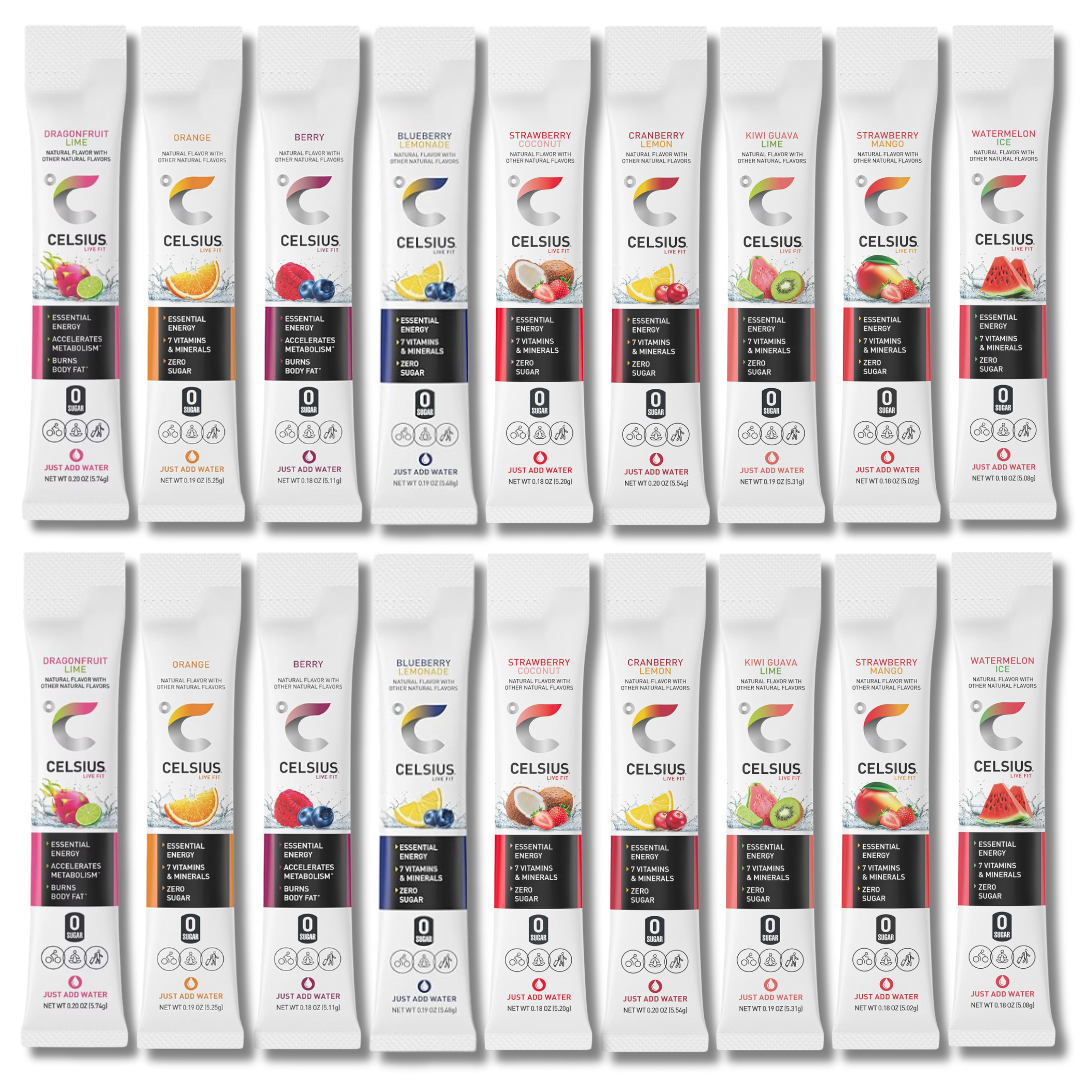 Celsius Powder Packets – Complete Spectrum Variety Pack – 18 Sticks, 9 Flavors