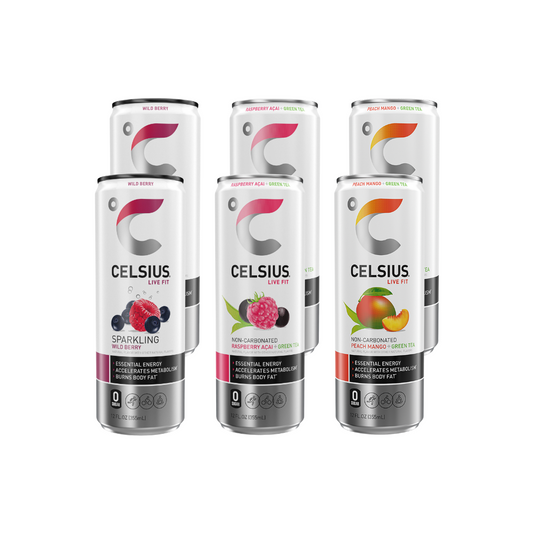 Celsius Energy Drinks – Berry Fusion Variety Pack – 6 Count (3 Flavors, 2 Each)