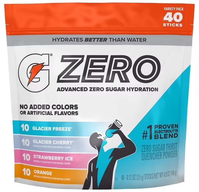 Gatorade G Zero Powder Variety – 40 Count (4 Flavors)