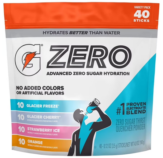 Gatorade G Zero Powder Variety – 40 Count (4 Flavors)