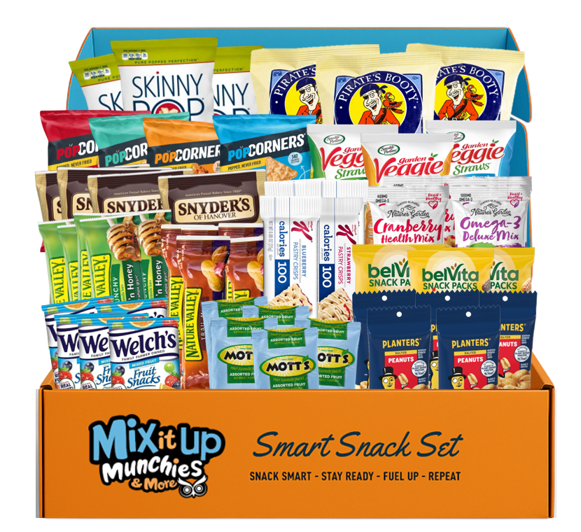 Healthy Snack Variety Pack Gift Box – 60 Count – Includes Popcorn, Chips, Pretzels, Trail Mix, Breakfast Bars, Cookies, Fruit Snacks & Peanuts – Great Healthy Gift Idea for All Ages