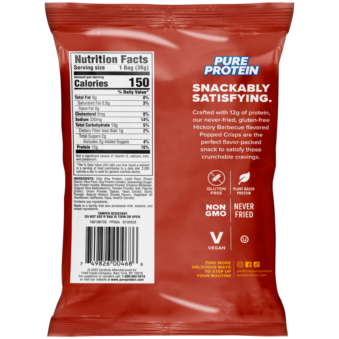 Pure Protein Popped Crisps – Hickory Barbecue – Single Bag