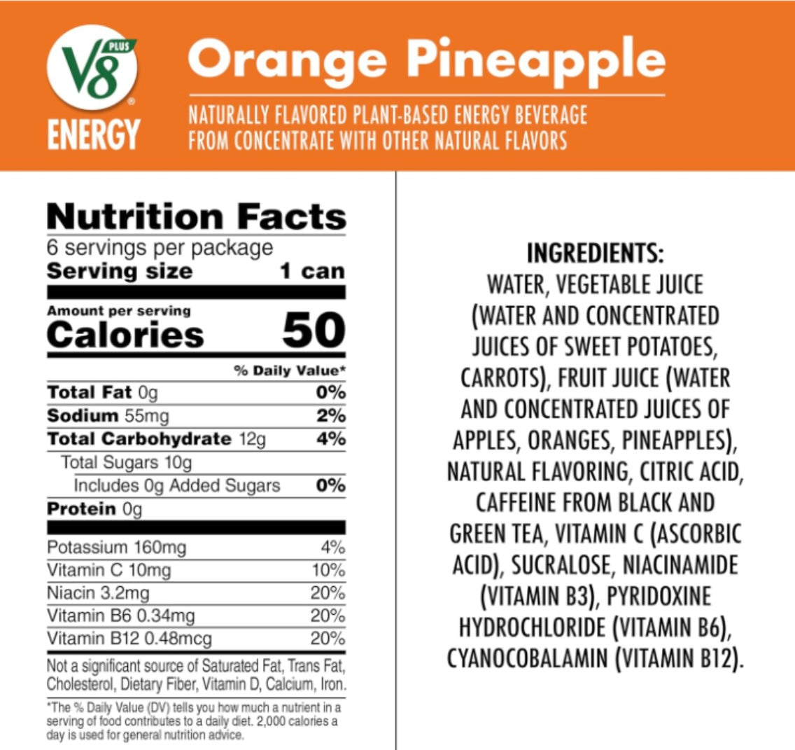 V8 Energy - Orange Pineapple