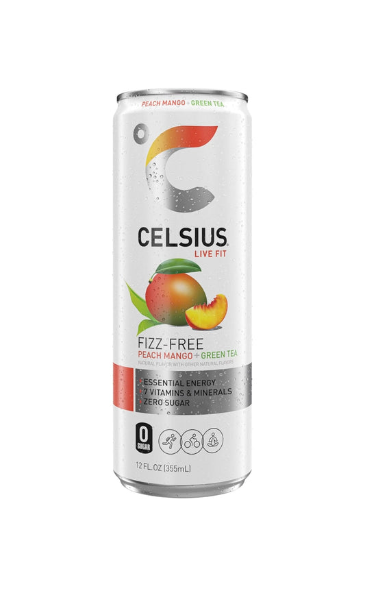 Celsius Fizz-Free Energy Drink - Peach Mango & Green Tea (12 oz)