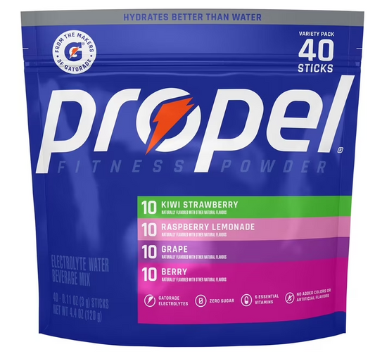 Propel Electrolyte Powder Sticks – 40 Count (4 Flavors)