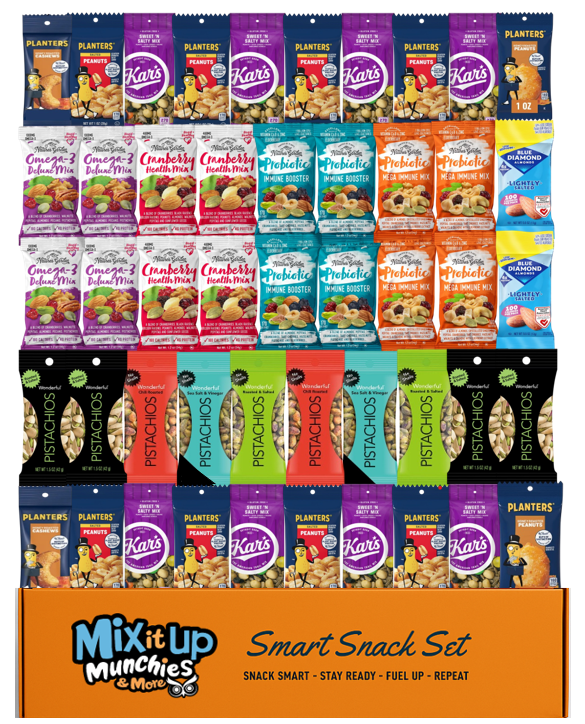 Nuts & Trail Mix Variety Pack – 52 Count Healthy Snack Box | Assorted Peanuts, Mixed Nuts & Trail Mix Individual Packs