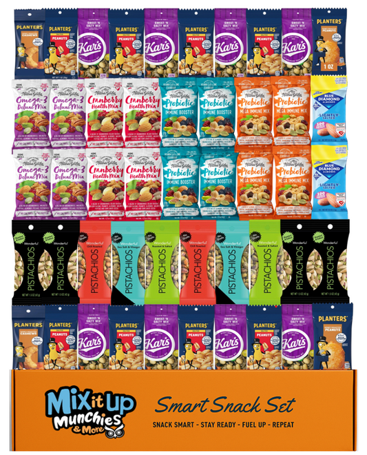 Nuts & Trail Mix Variety Pack – 52 Count Healthy Snack Box | Assorted Peanuts, Mixed Nuts & Trail Mix Individual Packs