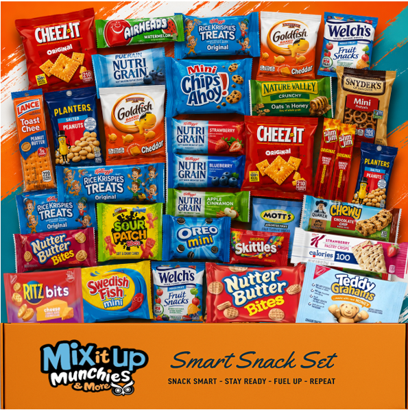 Snack Variety Pack – Assorted Chips, Crackers, Granola Bars, Breakfast Bars, Cookies, Candy & Fruit Snacks – College Care Package, Office, School, Military & Travel