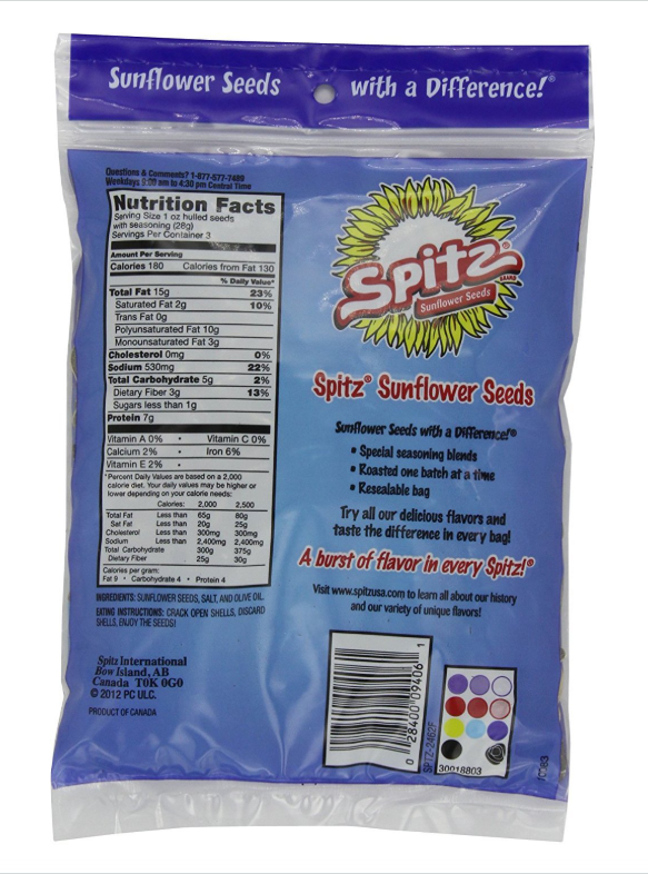 Spitz Sunflower Seeds Variety Pack, 5 Full-Size Bags, Includes Dill Pickle, Salted, BBQ, Chili Lime & Cracked Pepper Flavors, Roasted Sunflower Seed Snack Assortment