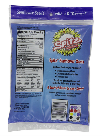 Spitz Sunflower Seeds Variety Pack, 5 Full-Size Bags, Includes Dill Pickle, Salted, BBQ, Chili Lime & Cracked Pepper Flavors, Roasted Sunflower Seed Snack Assortment