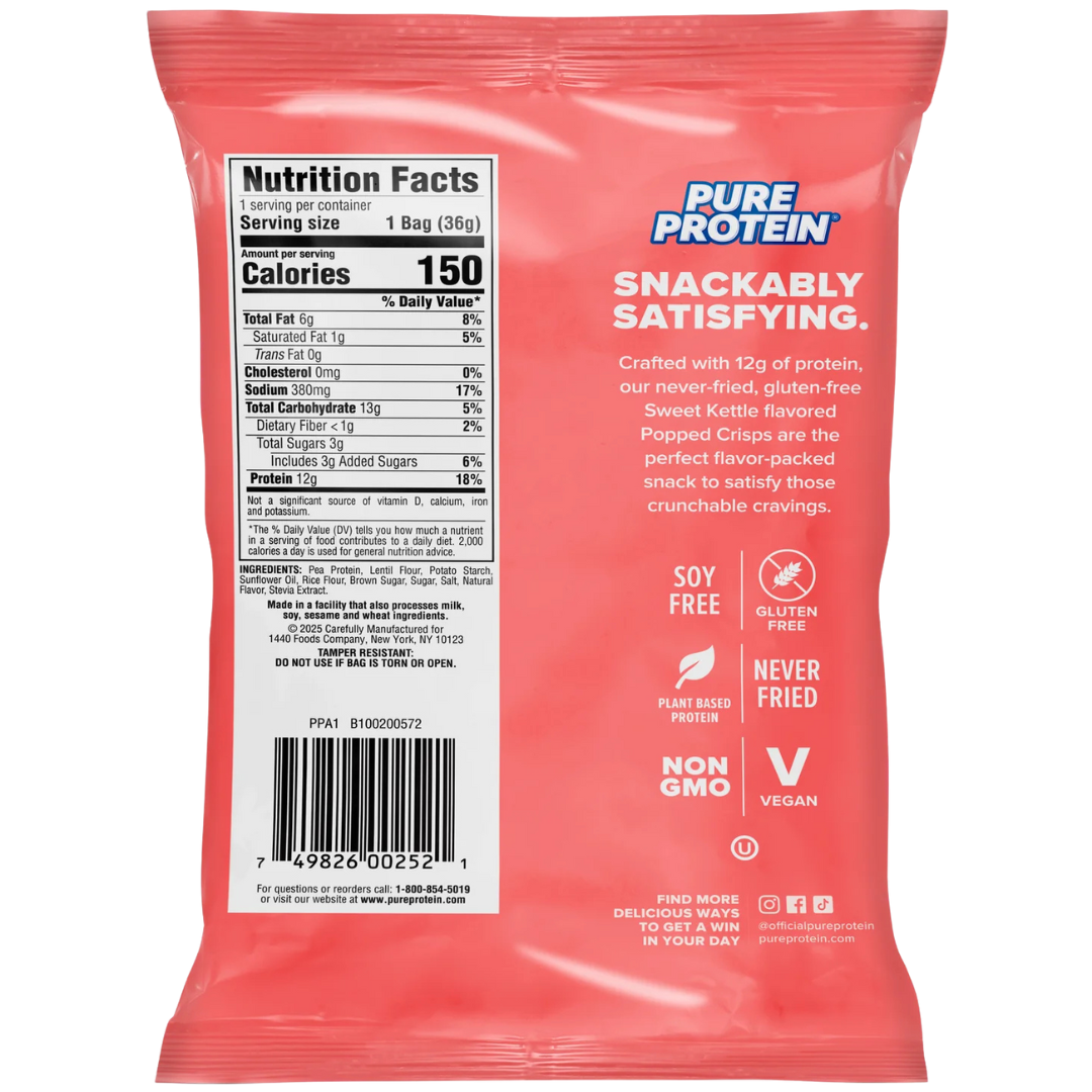 Pure Protein Popped Crisps – Sweet Kettle – Single Bag