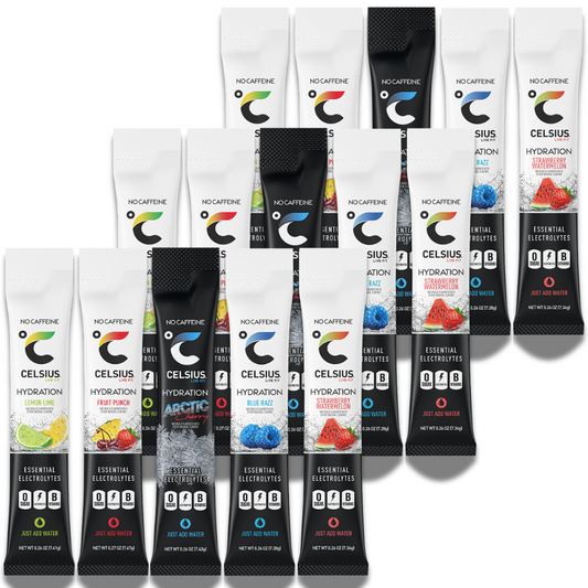 Celsius Hydration Powder Sticks – Essential Flavor Variety – 15 Count (5 Flavors)
