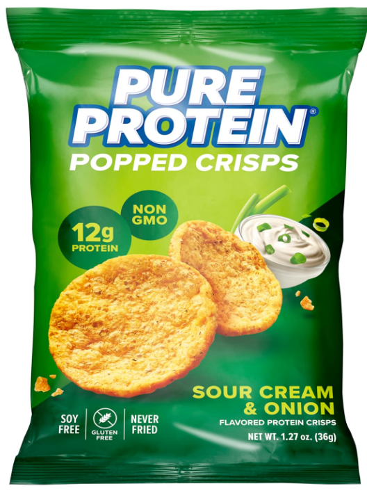 Pure Protein Popped Crisps – Sour Cream & Onion – Single Bag